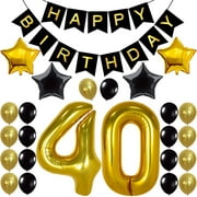 TiokMc 40th Birthday Party Decorations Kit - Happy Birthday Banner, Gold Balloons